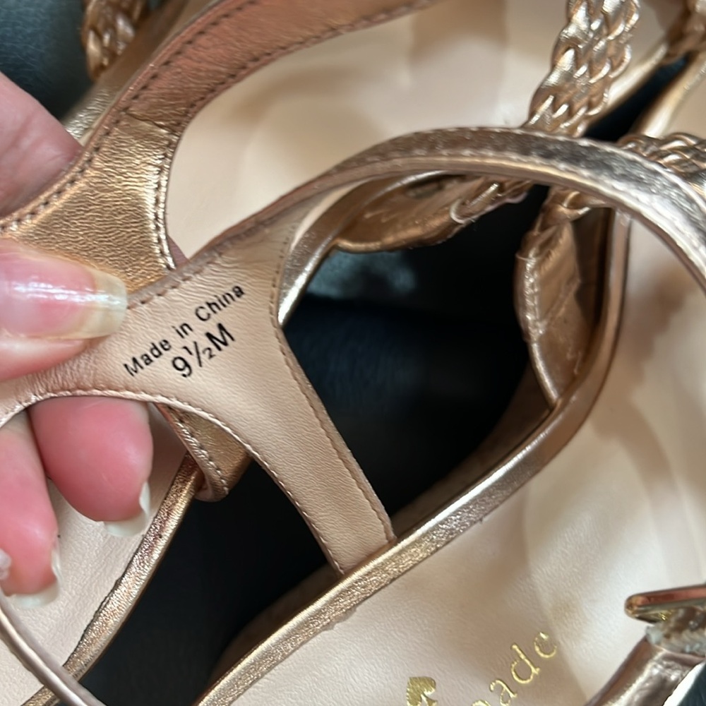 kate spade Rose Gold Woven Wedge Sandals - Picture 6 of 8